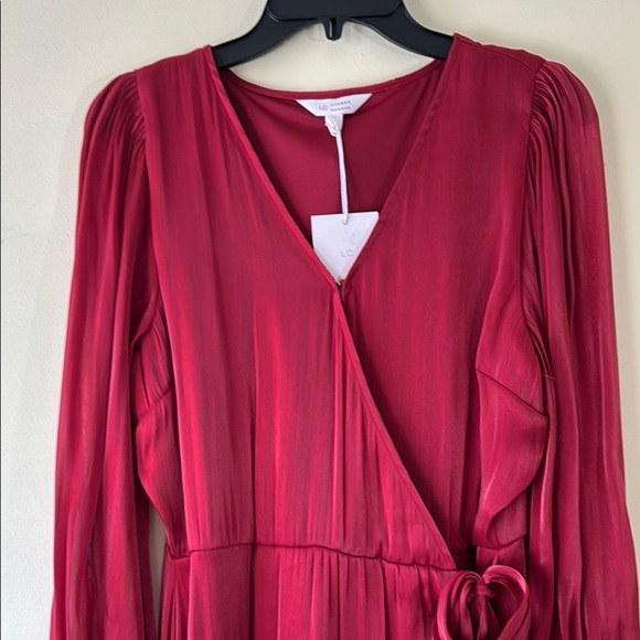Lauren Conrad Dress Burgundy Boho Wrap Long Sleeve High Low in Size L NWT - Picture 4 of 13